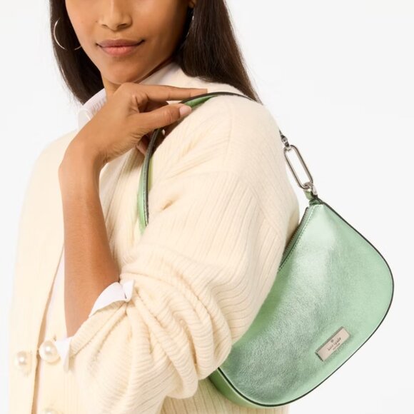 Kate Spade Nina Shoulder Bag Metallic leather Shoulder Bag KI947 - Seawater - Picture 10 of 13